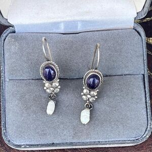 Vintage Sterling Silver Amethyst and Pearl Earrings From Boma Jewelry